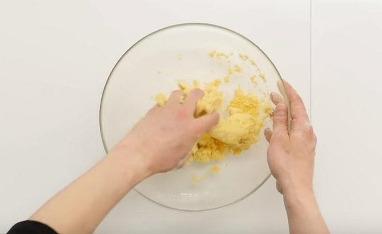 Knead shortbread dough.