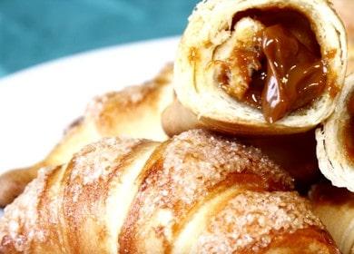 Puff pastry croissants with condensed milk - tasty and easy