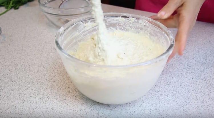 Add flour and knead thick dough.