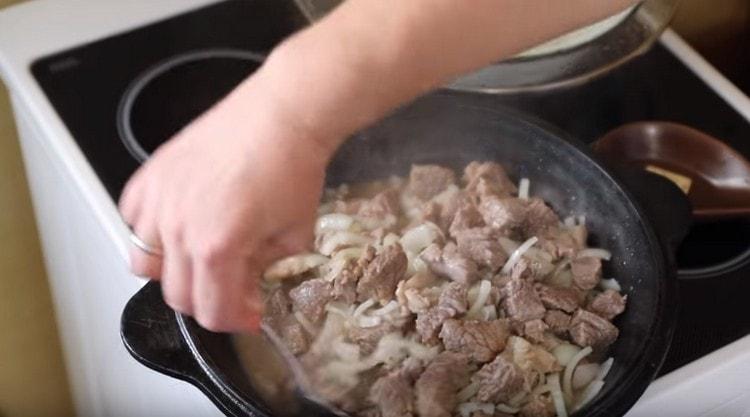 Stir the contents of the pan periodically.