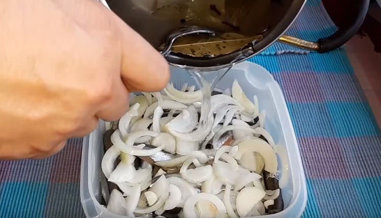 Pour capelin with the marinade obtained and send it to the refrigerator.