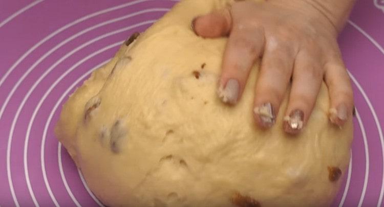 Stir the raisins into the dough.