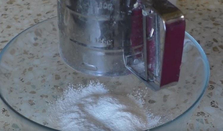 Sift the flour, add salt to it.