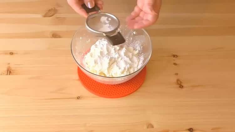 For the preparation of puff pastries with cottage cheese, add the powder