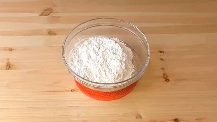 For the preparation of puff pastries with cottage cheese, sift the flour