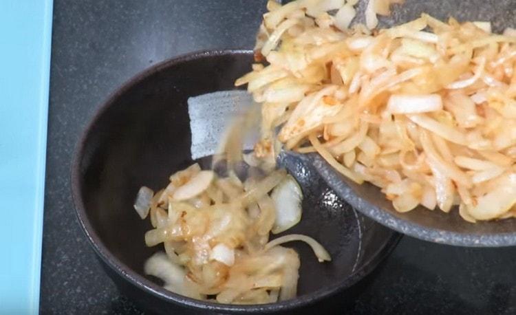 We shift the onions into a separate bowl so that it cools down.