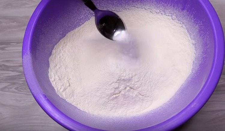 Add salt to the sifted flour.