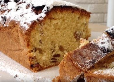 A delicious recipe for a cake with raisins in the oven: cook with step by step photos.