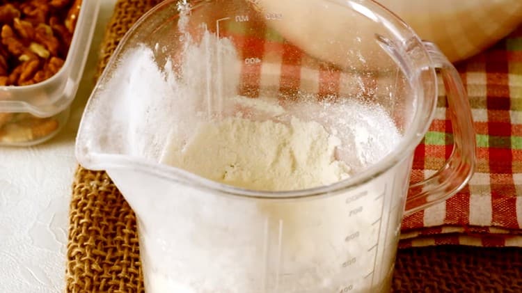 Combine flour with baking powder or soda.