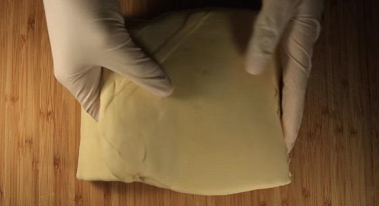 Fold the dough three times.