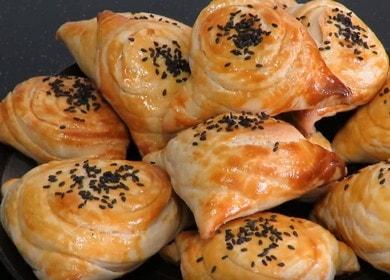 Home-cooked samsa with meat cooked in the oven - just an overeating