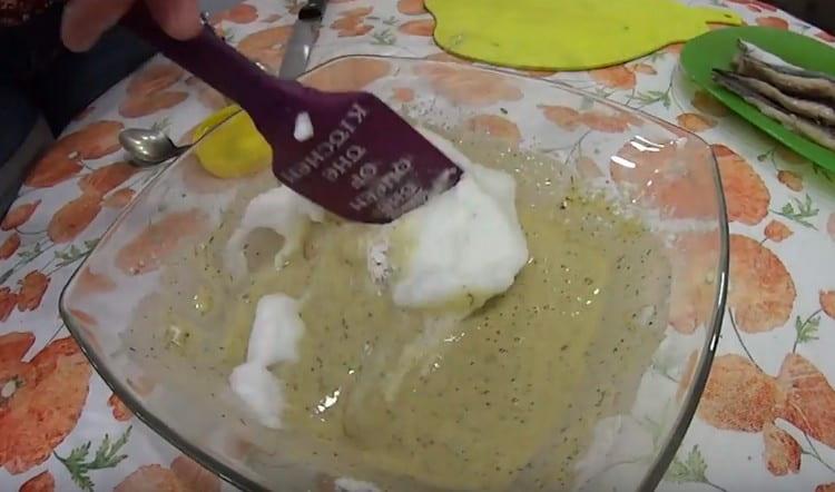 Carefully mix whipped proteins into the batter.