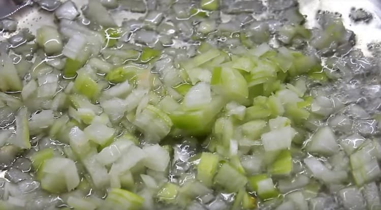 Fry the onion in a pan.