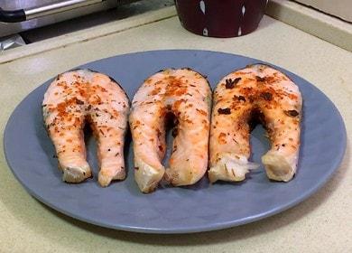 Oven baked salmon steak