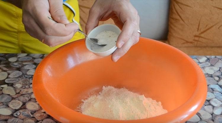 Add salt to the flour.