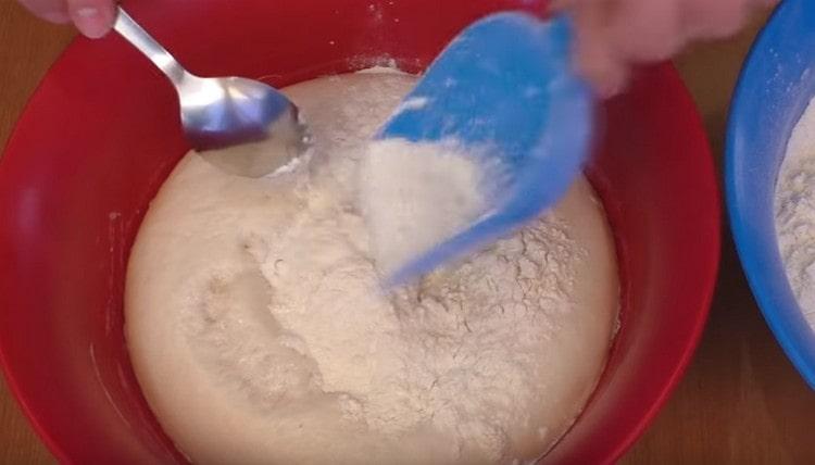 Introduisez lentement la farine tamisée dans la pâte.