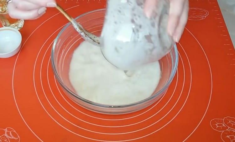 Pour the yeast into a deeper bowl.