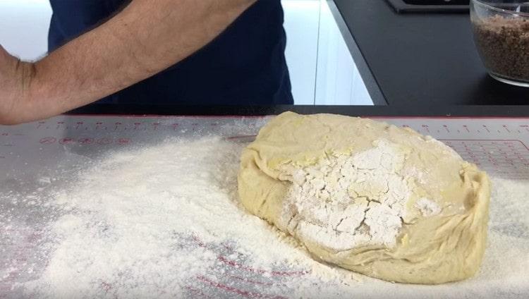 Before forming the pies, the dough needs to be knead a little more.