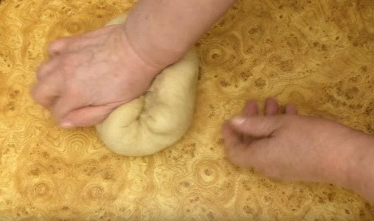 Then knead the dough with your hands.