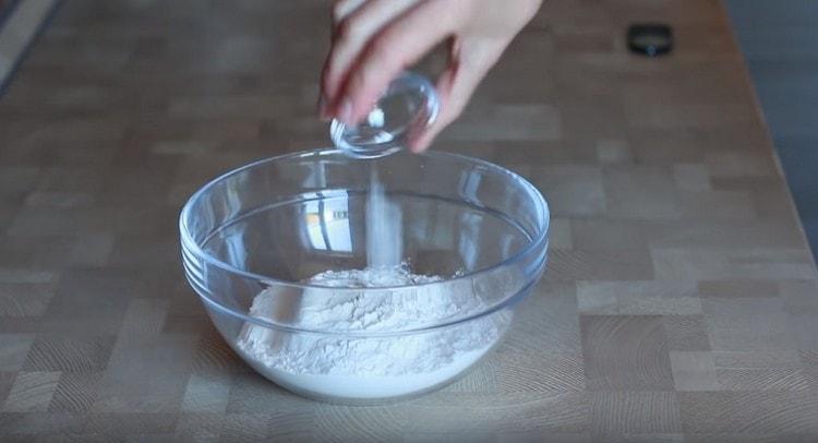 Add salt to the flour.