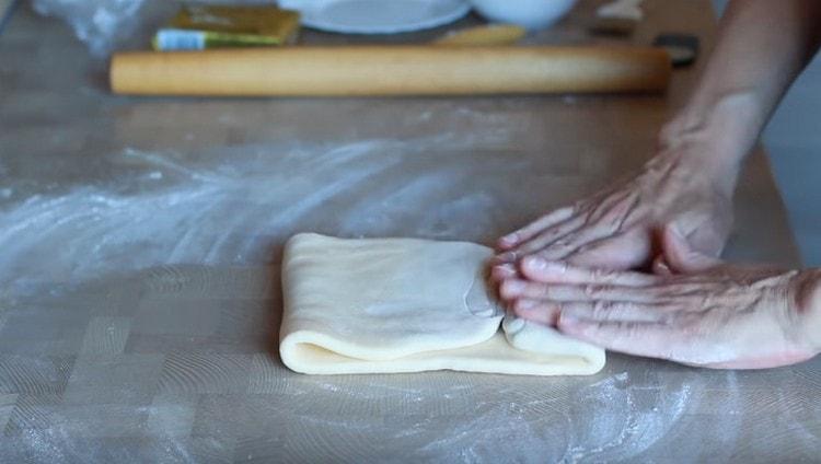 Fold the dough four times again.