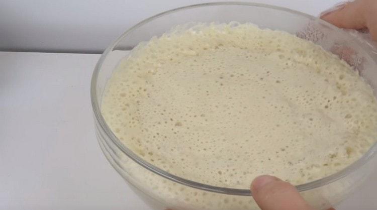 After an hour, the batter will increase in volume due to yeast.