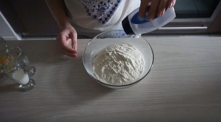 Mix flour with salt.