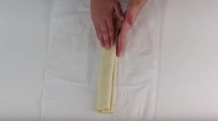 At the end, fold the dough in half.