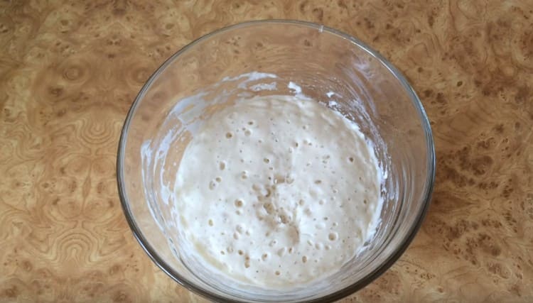 First you need to make a dough based on a wheat starter.