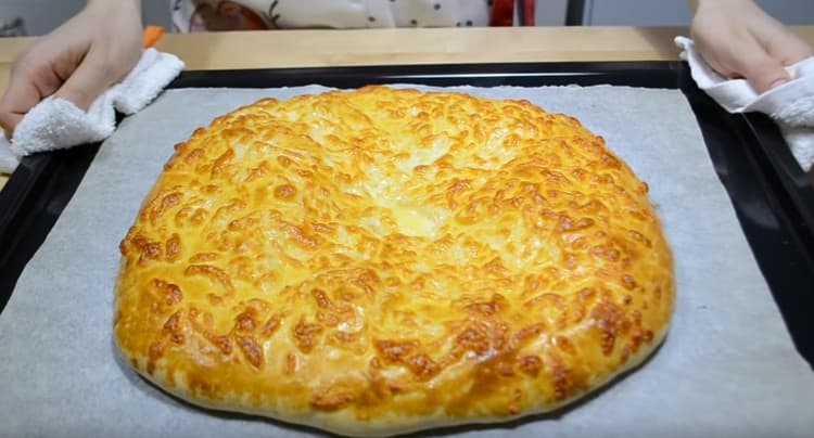 Mingrelian Khachapuri is baked in the oven.