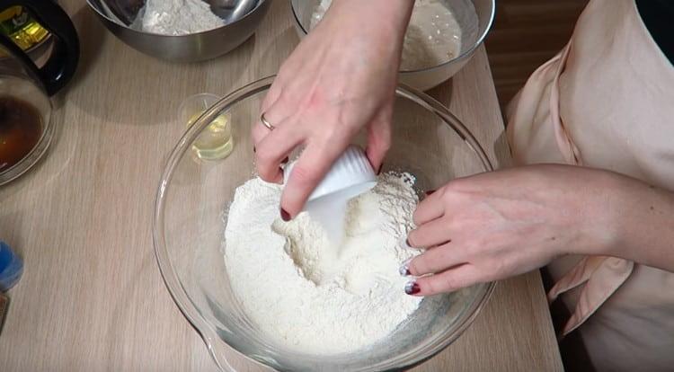 Add salt to the flour.