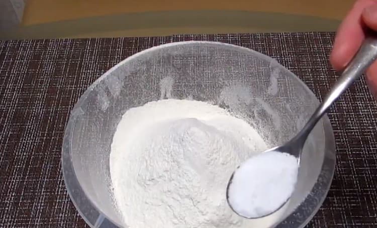 Add sugar and salt to the flour.