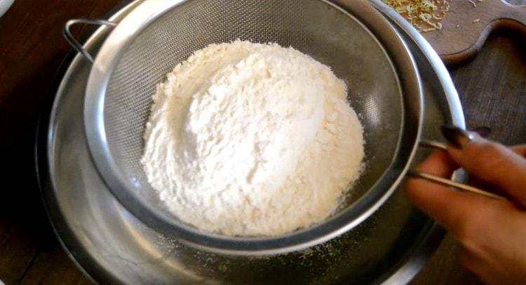 Sift flour into a bowl.