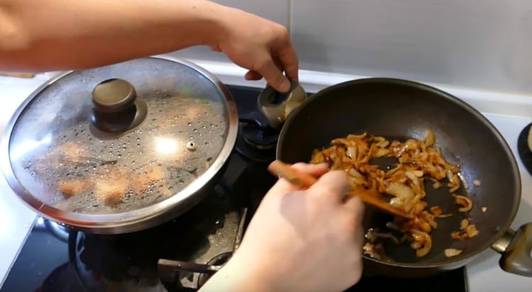 Faites frire l'oignon jusqu'à ce qu'il soit doré.