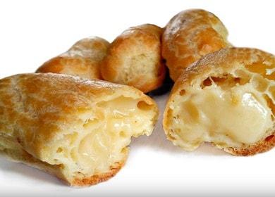 Ukusni eclairs s gustinima bez ulja kod kuće