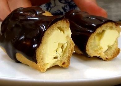 Klasičan eclair recept s kremom od maslaca i čokoladnim fondantom