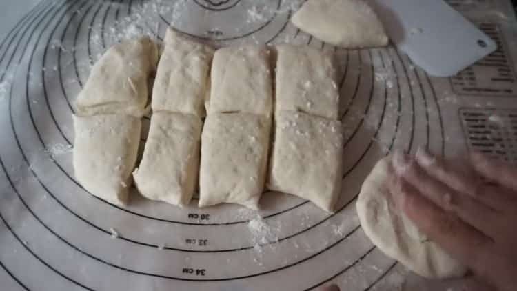 To make buns, prepare the dough