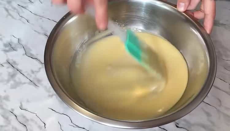 Mix the ingredients for the custard yeast buns