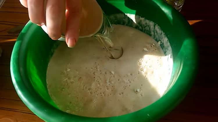 To make a quick yeast pie dough, mix the ingredients