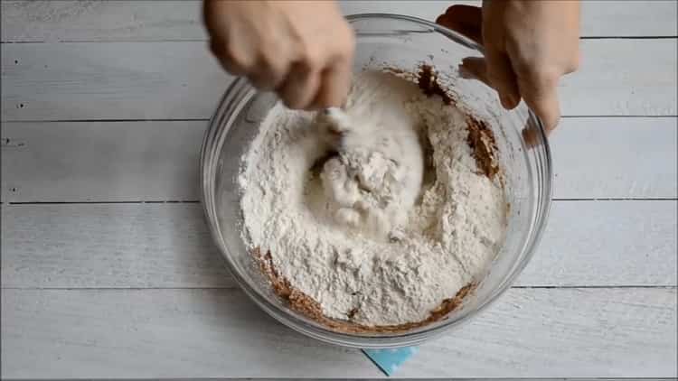 Mix the ingredients to make a quick cupcake in the oven.