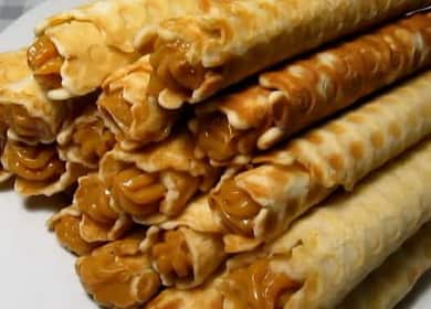 Wafer rolls with condensed milk - a favorite treat from childhood