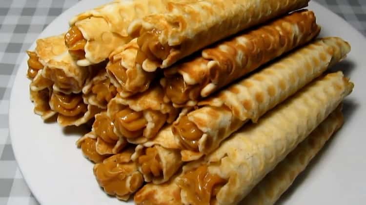 Wafer rolls with condensed milk - a favorite treat from childhood