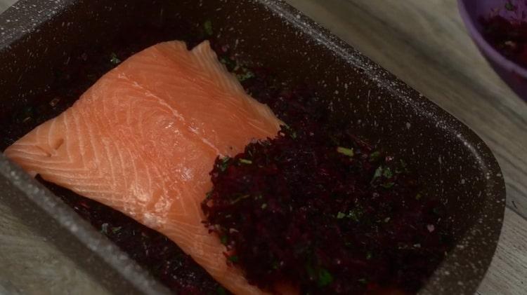 Add salmon marinade to make salmon carpaccio