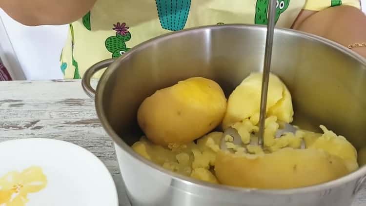To make potato cakes, boil mashed potatoes