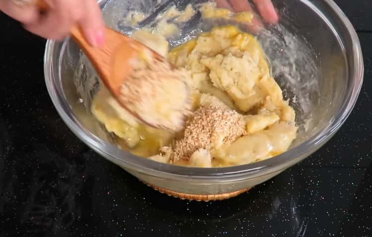 Add sesame seeds to make potato cakes