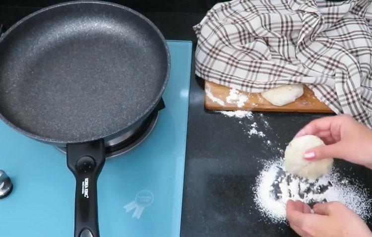 To make potato cakes, heat the pan