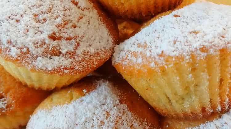 kefir cupcake with raisins in the oven is ready