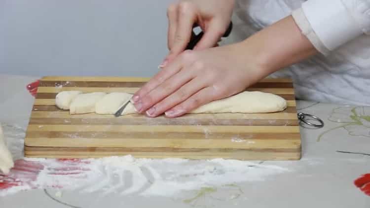 To make lazy dumplings, cut the dough