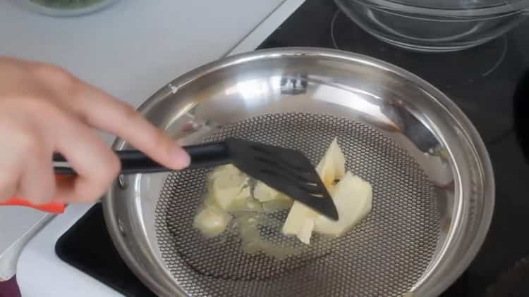 To make flat cakes, preheat the pan