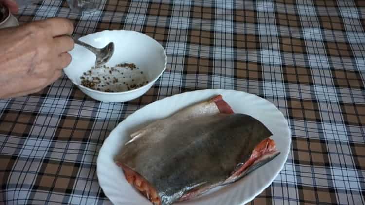 To make salted pink salmon, cook spices